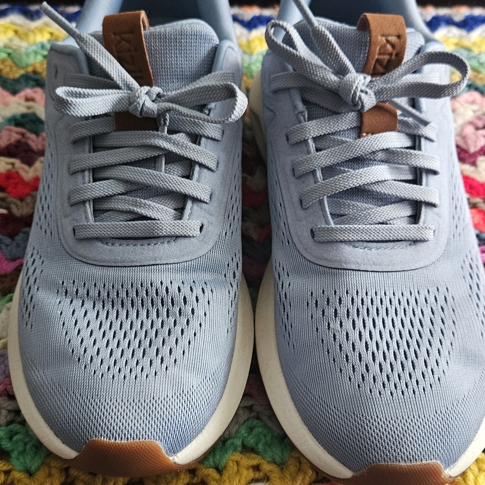 Light Blue Women's Athletic Sneakers with Brown Accents